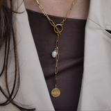 Lyla - Collier long pendentif plaqué or 18 carats