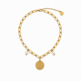 Medalis - Collier perles d’eau douce & médaille dorée