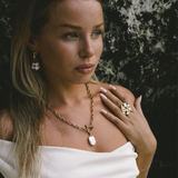 Milo - Collier pendentif perle d'eau douce maillons plaqué or 18 carats