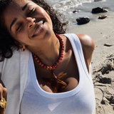 Odette - Collier céramique rouge grande étoile de mer