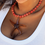 Odette - Collier céramique rouge grande étoile de mer