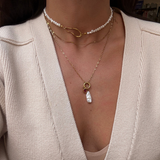 Ryo - Collier long perle d'eau douce & cristal rouge