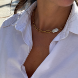 Stormy - Collier gros maillons & perle baroque véritable