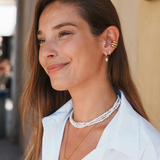 Livia - Boucles d'oreilles fines strass plaqué or 18 carats