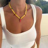 Holly - Collier en perles Agate naturelles jaune piment