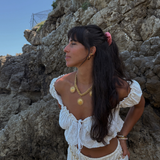 Mira - Collier chaîne tressée pendentif soleil 18 carats