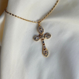 Mary - Collier pendentif croix plaqué or 18 carats