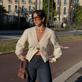 Charlie - Collier moitié perles moitié chaîne plaqué or 18 carats