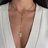 Charline - Collier long pendentif rectangulaire étoile plaqué or 18 carats